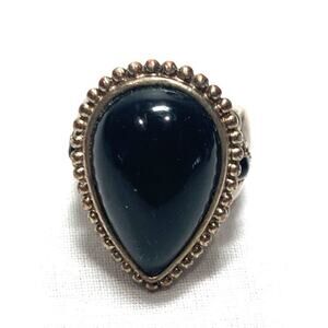 925 Sterling Silver Tear Drop Black Onyx & Sterling Silver Ring 16G Size 8
